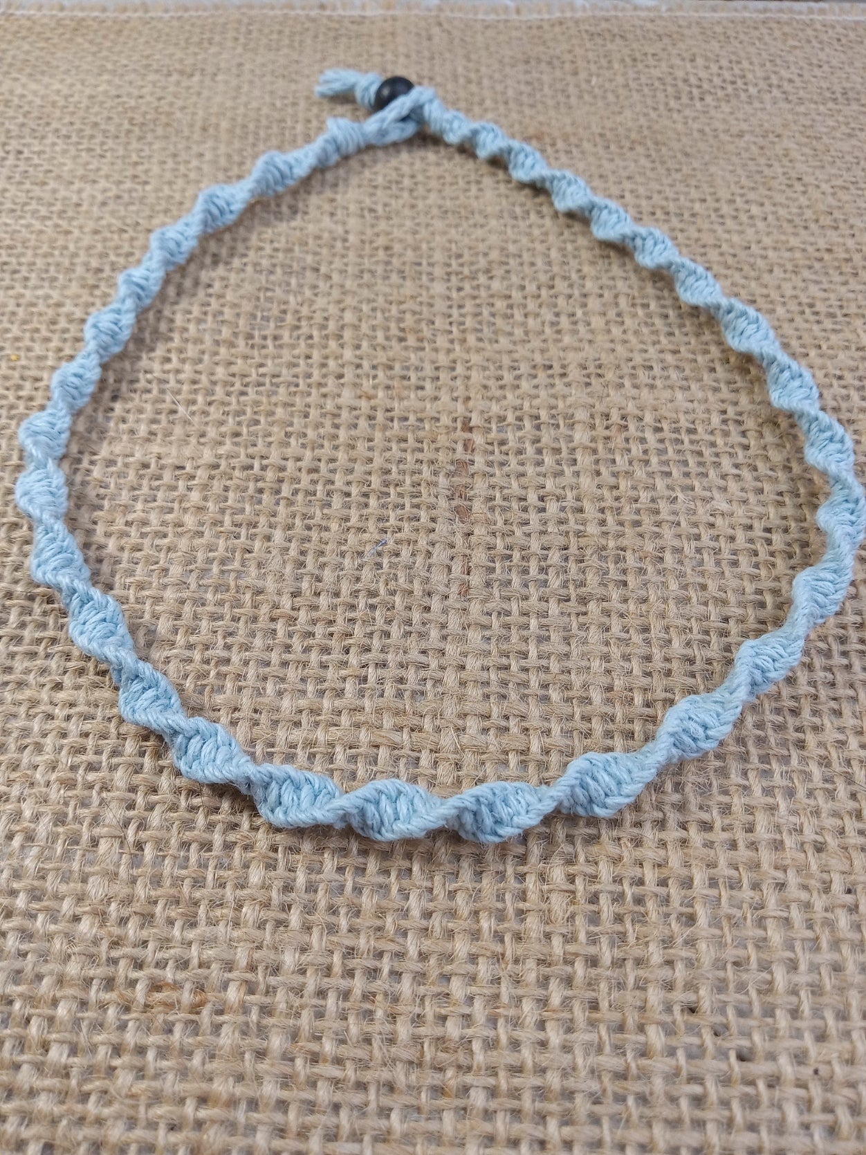 Spiral Hemp Necklace - Light Blue