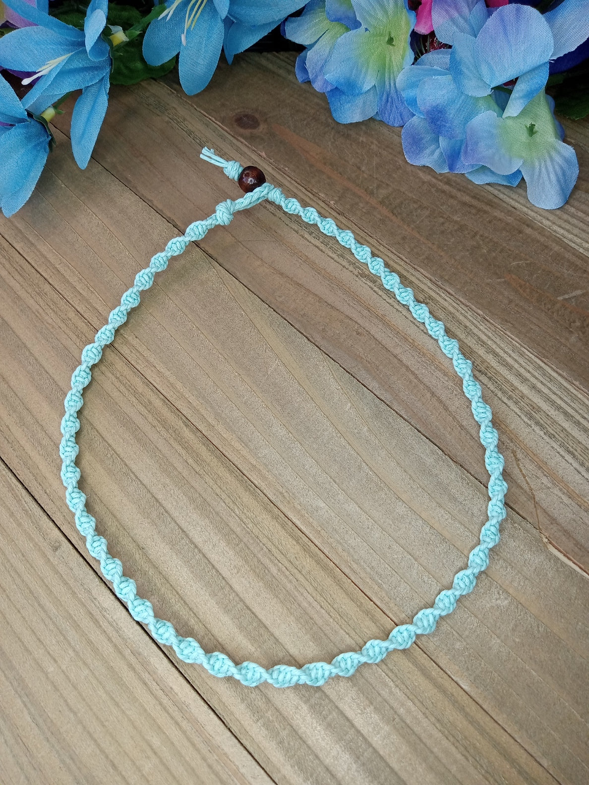 Spiral Hemp Necklace - Bermuda Blue