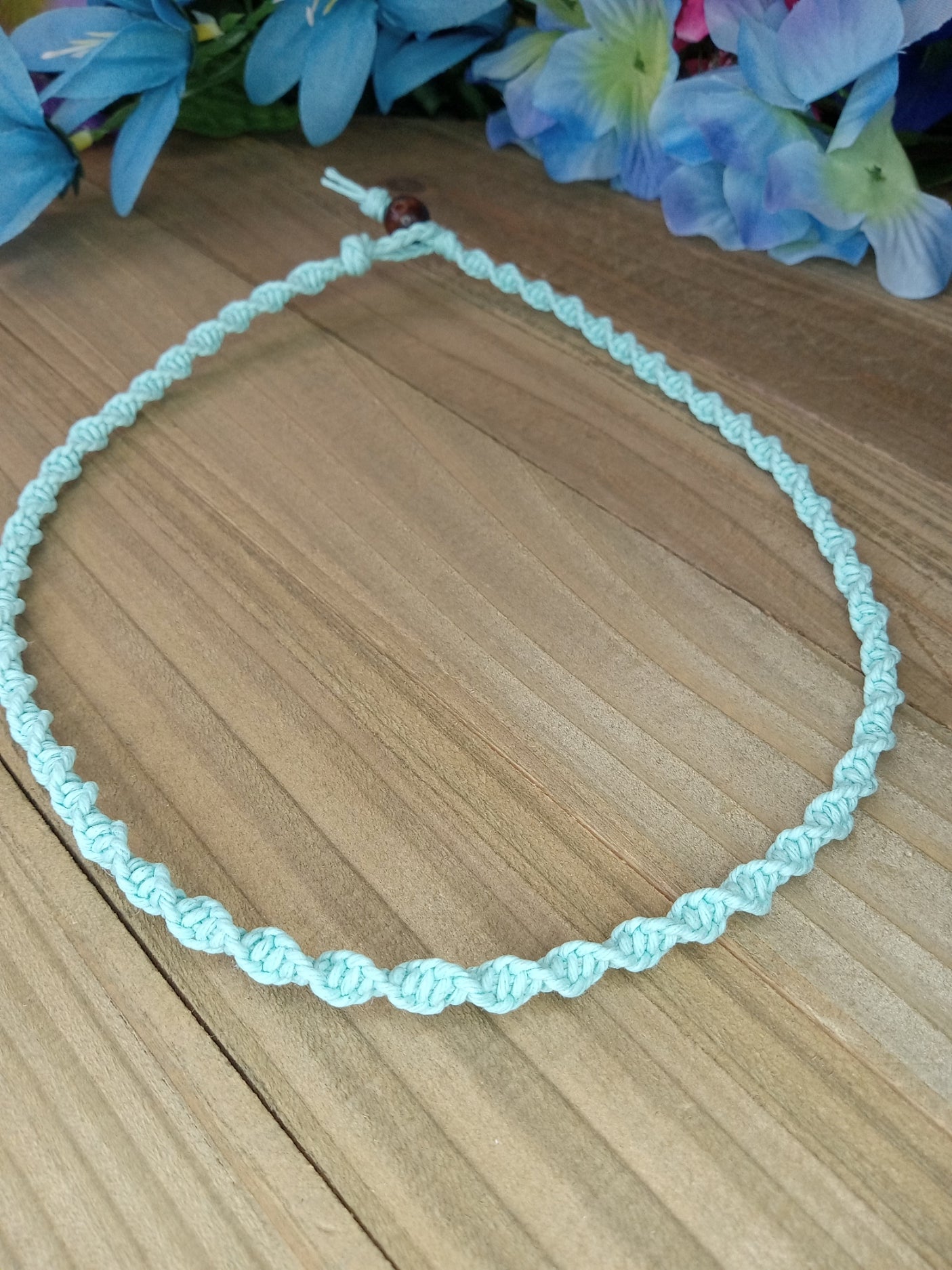 Spiral Hemp Necklace - Bermuda Blue