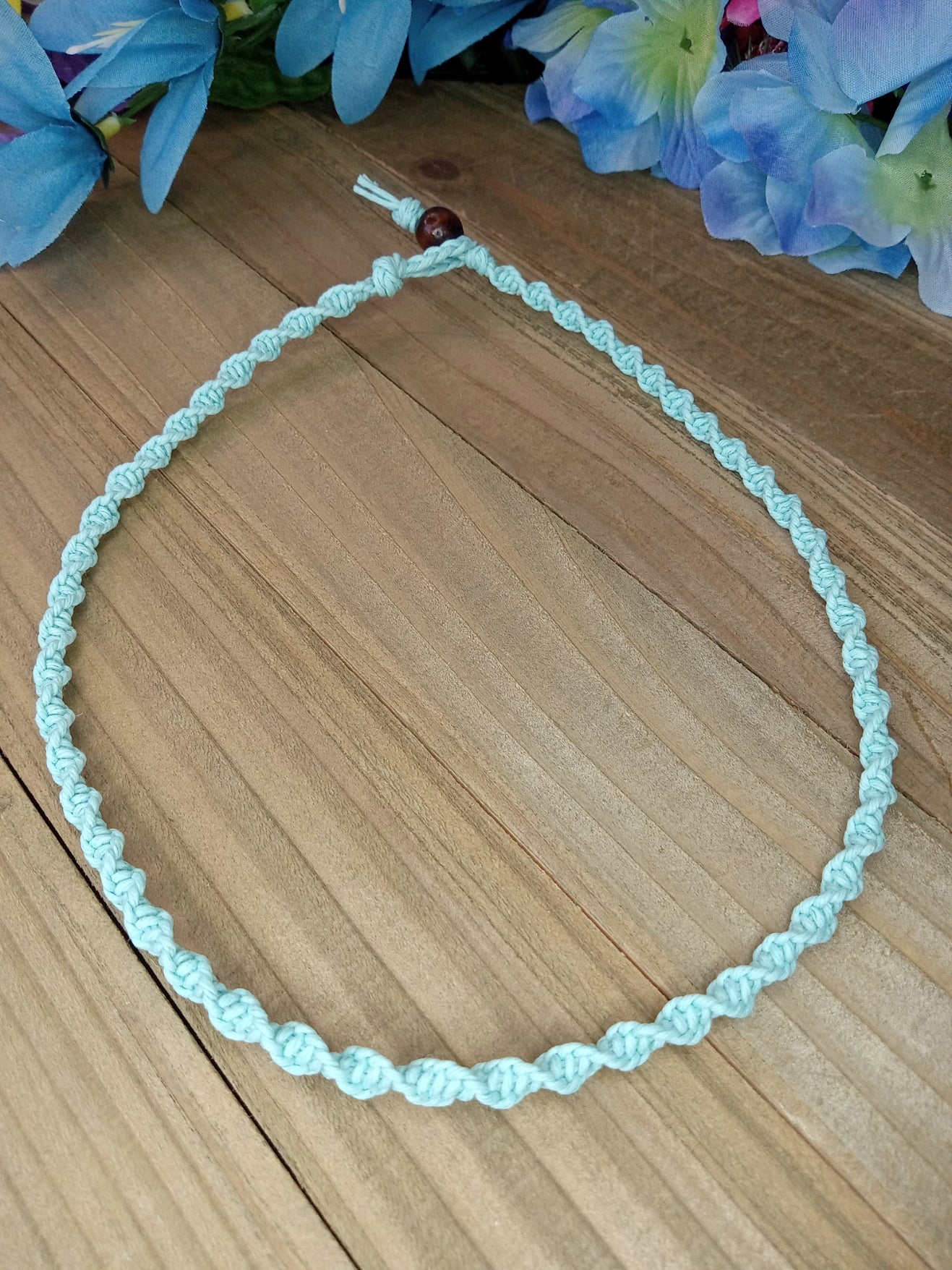Spiral Hemp Necklace - Bermuda Blue