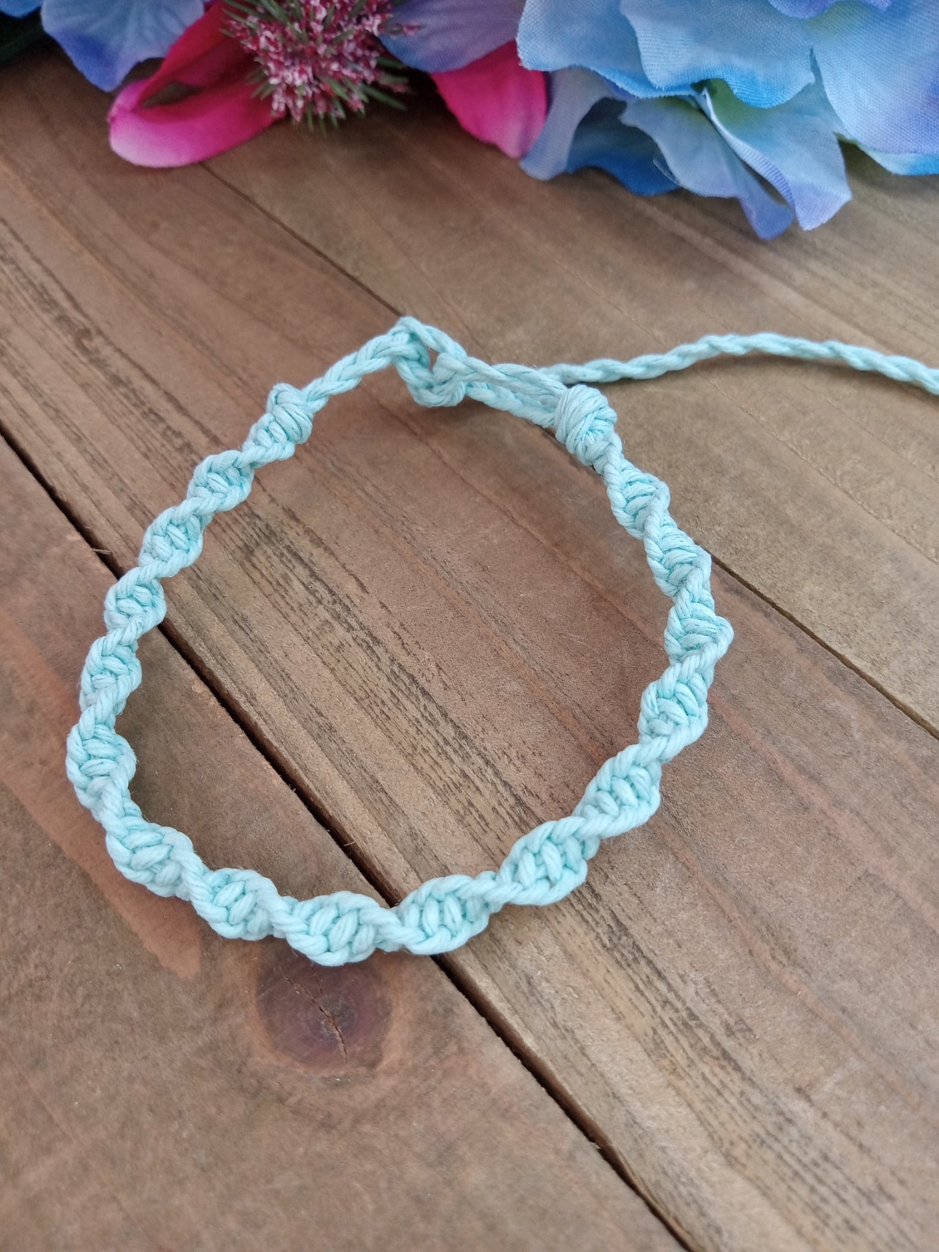 Spiral Hemp Bracelet - Surfer Style - Bermuda Blue
