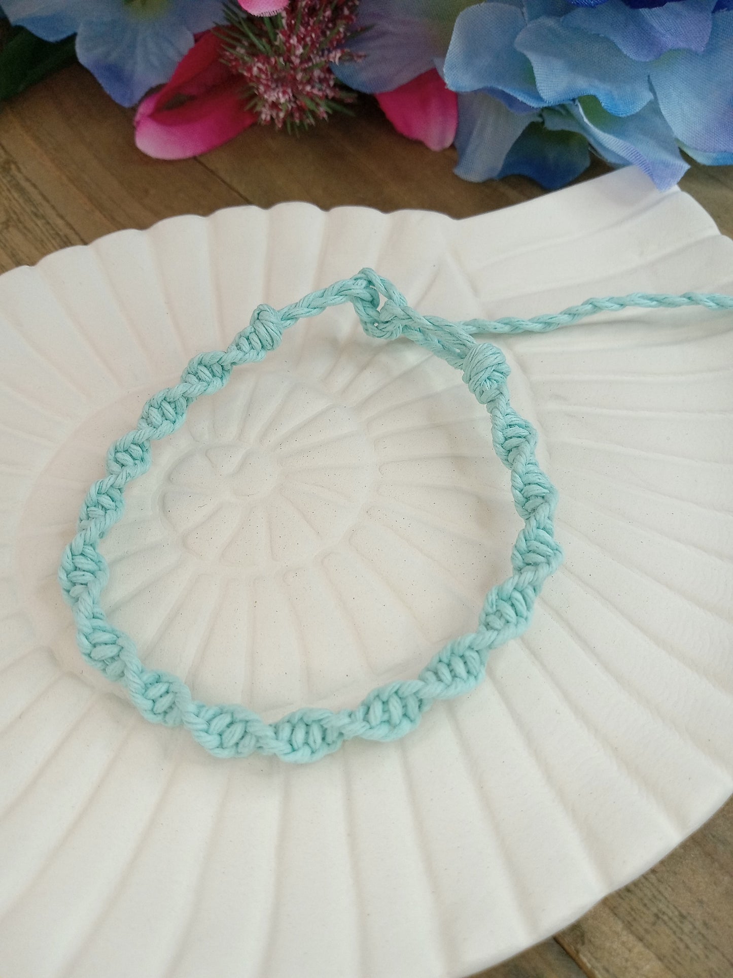 Spiral Hemp Bracelet - Surfer Style - Bermuda Blue