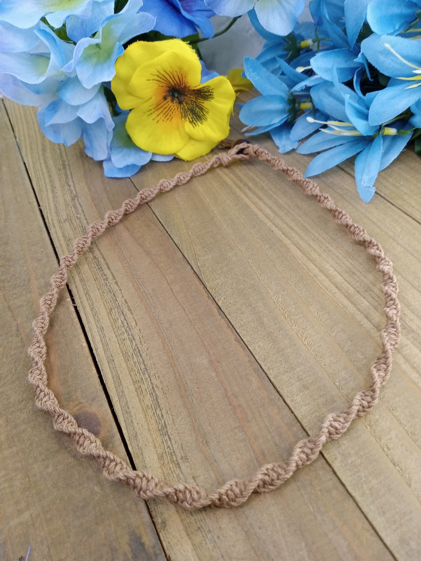 Spiral Hemp Necklace - Light Brown