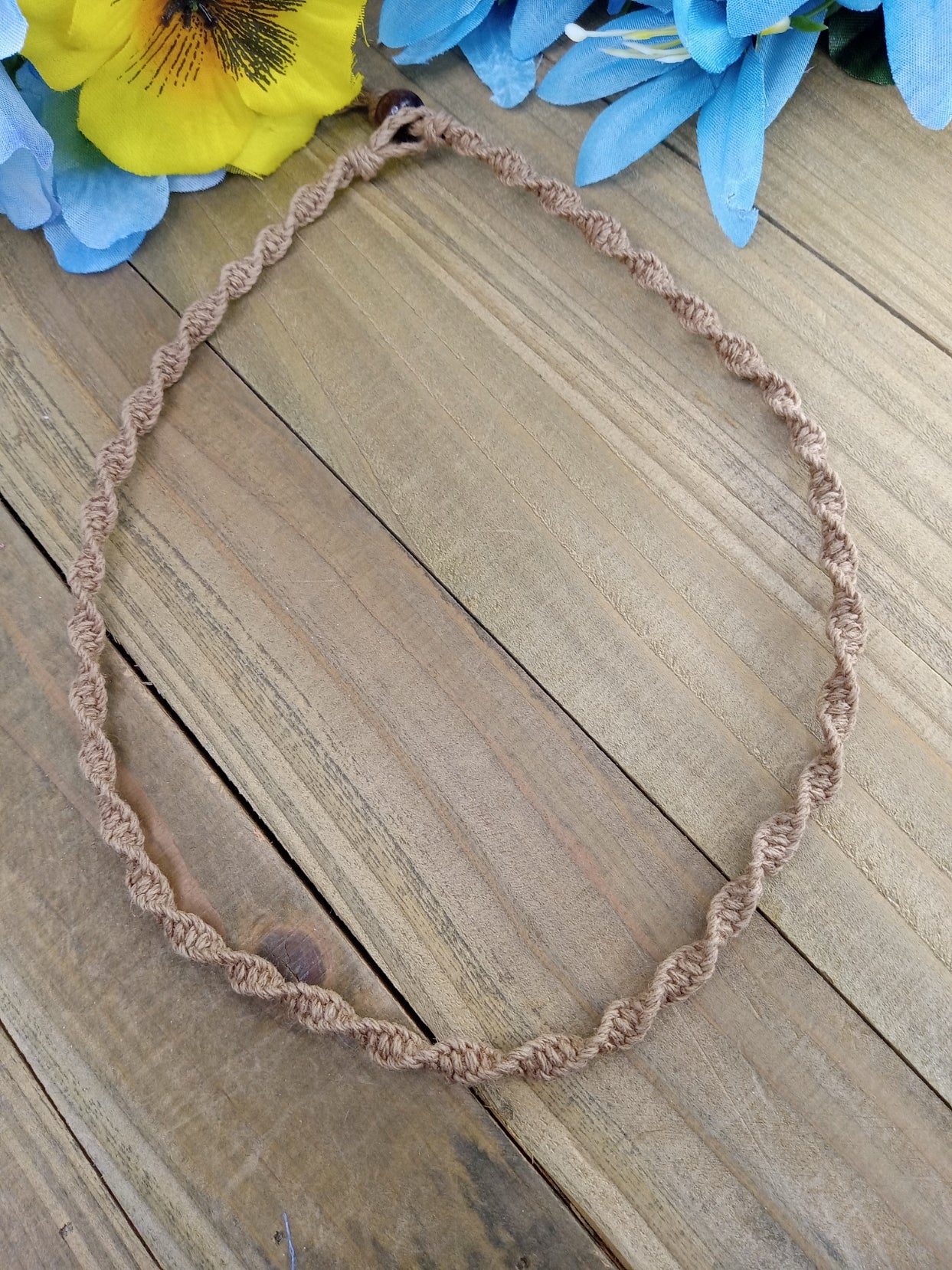 Spiral Hemp Necklace - Light Brown