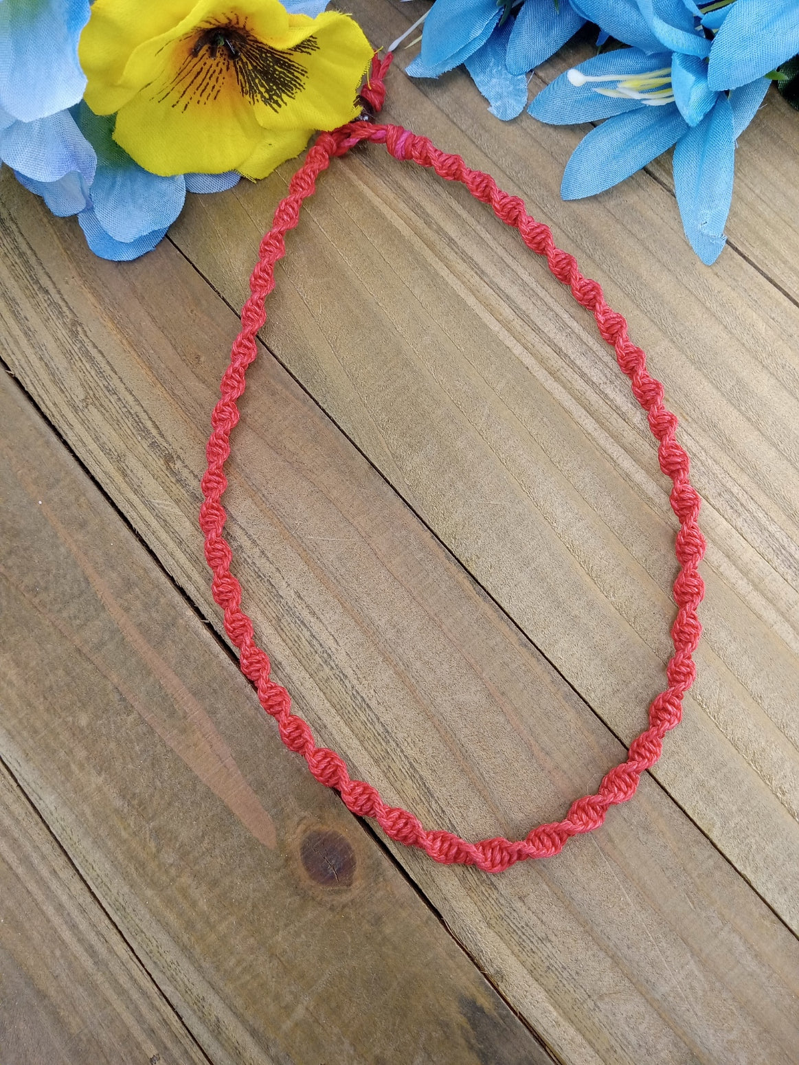 Spiral Hemp Necklace - Red