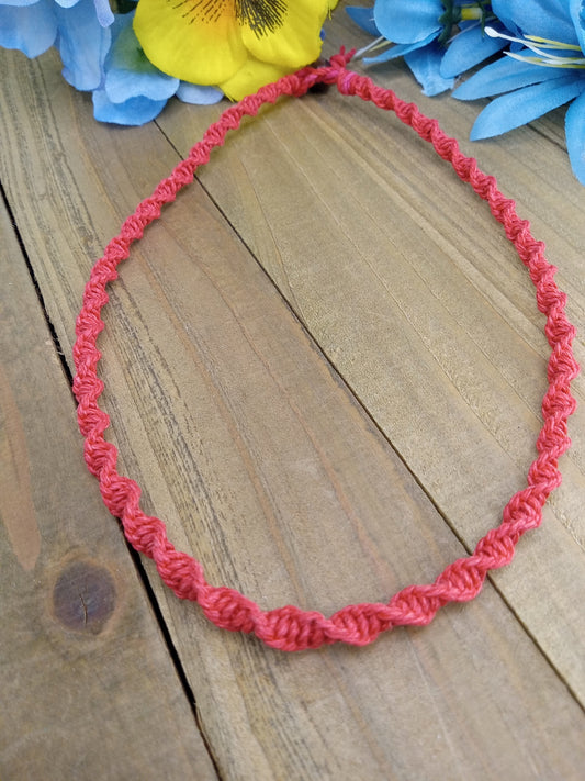 Spiral Hemp Necklace - Red