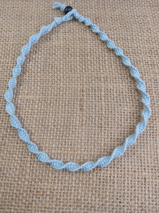 Spiral Hemp Necklace - Light Blue